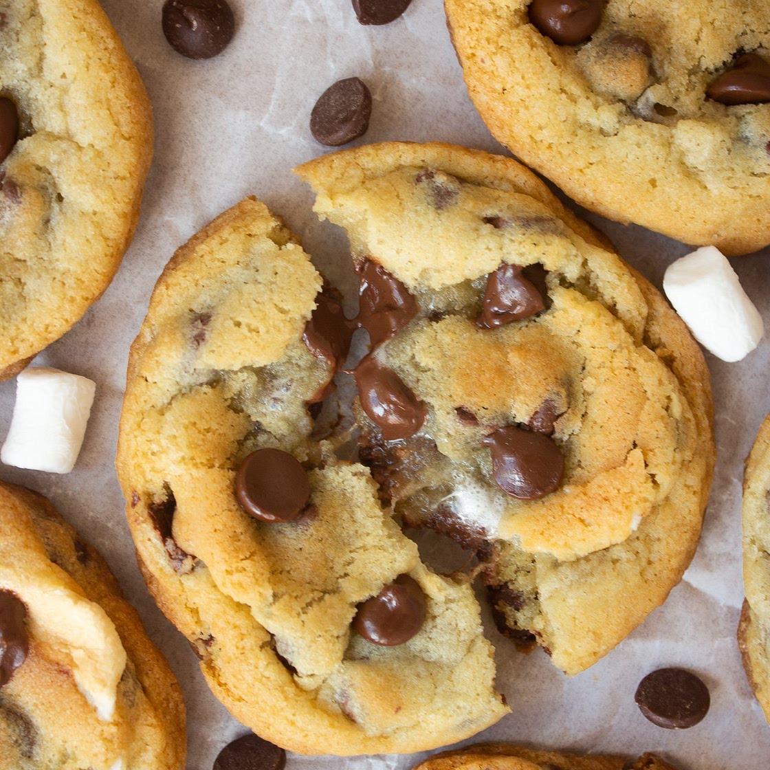 Chocolate Chip Marshmallow Stuffed Cookies