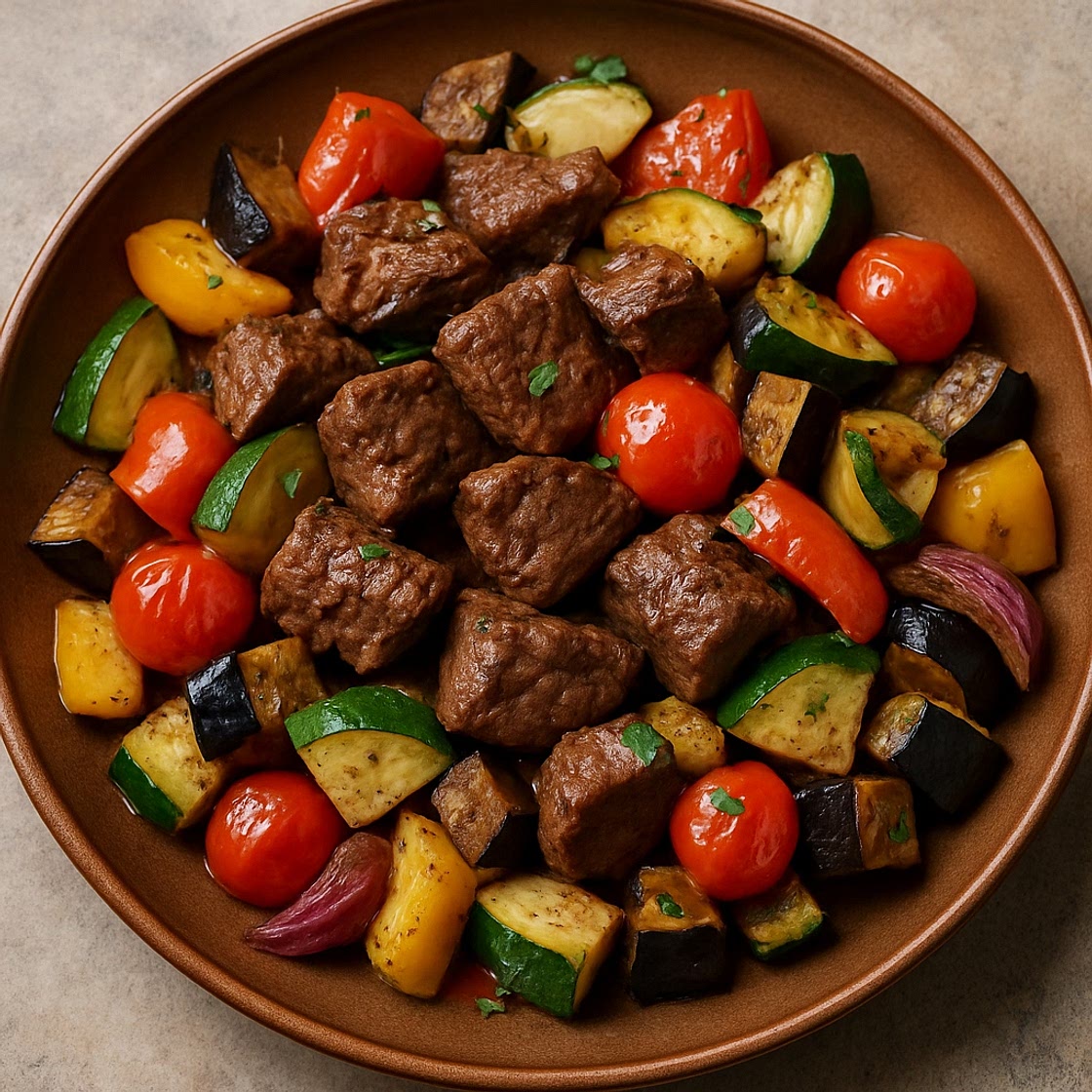 Sauté de boeuf aux legumes méditerranéens