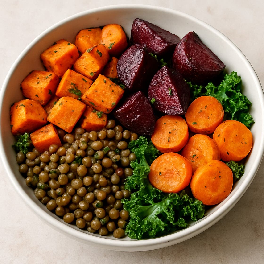 Roasted Root Vegetable & Lentil Bowl