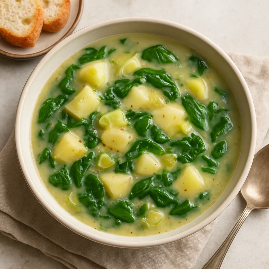 Potato, Leek & Spinach Soup