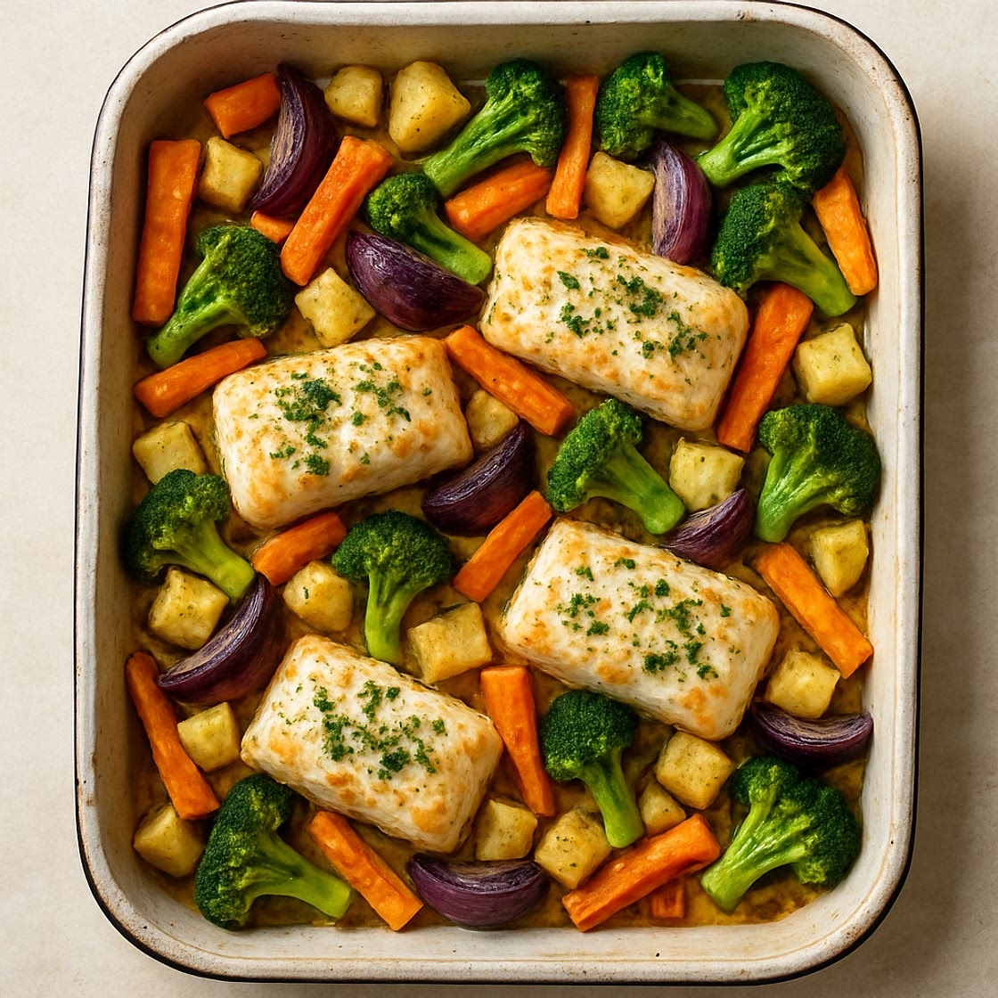 Cod & Winter Veg Traybake