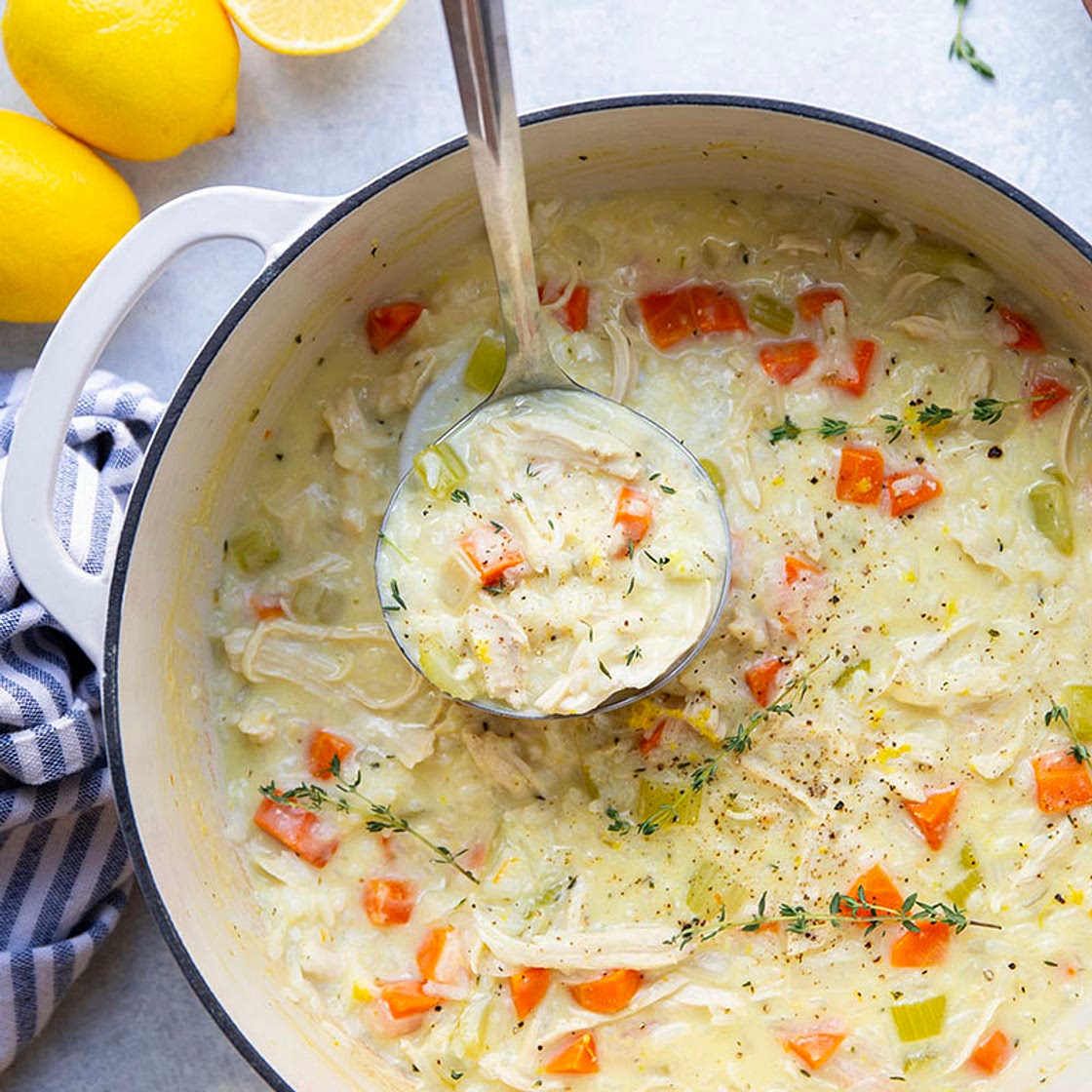 Creamy Chicken Lemon Rice Soup