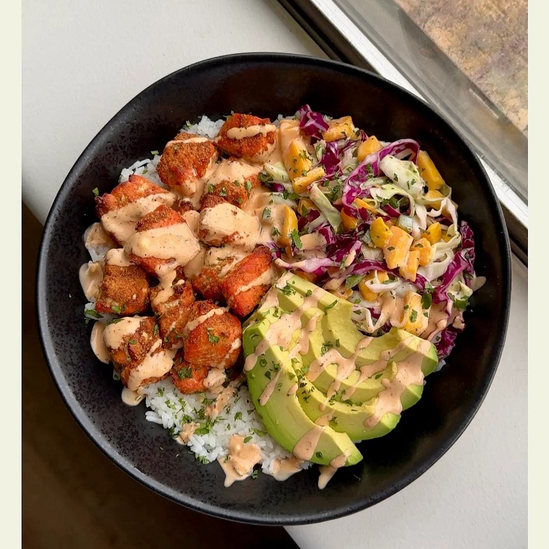Salmon & Mango Slaw Bowl