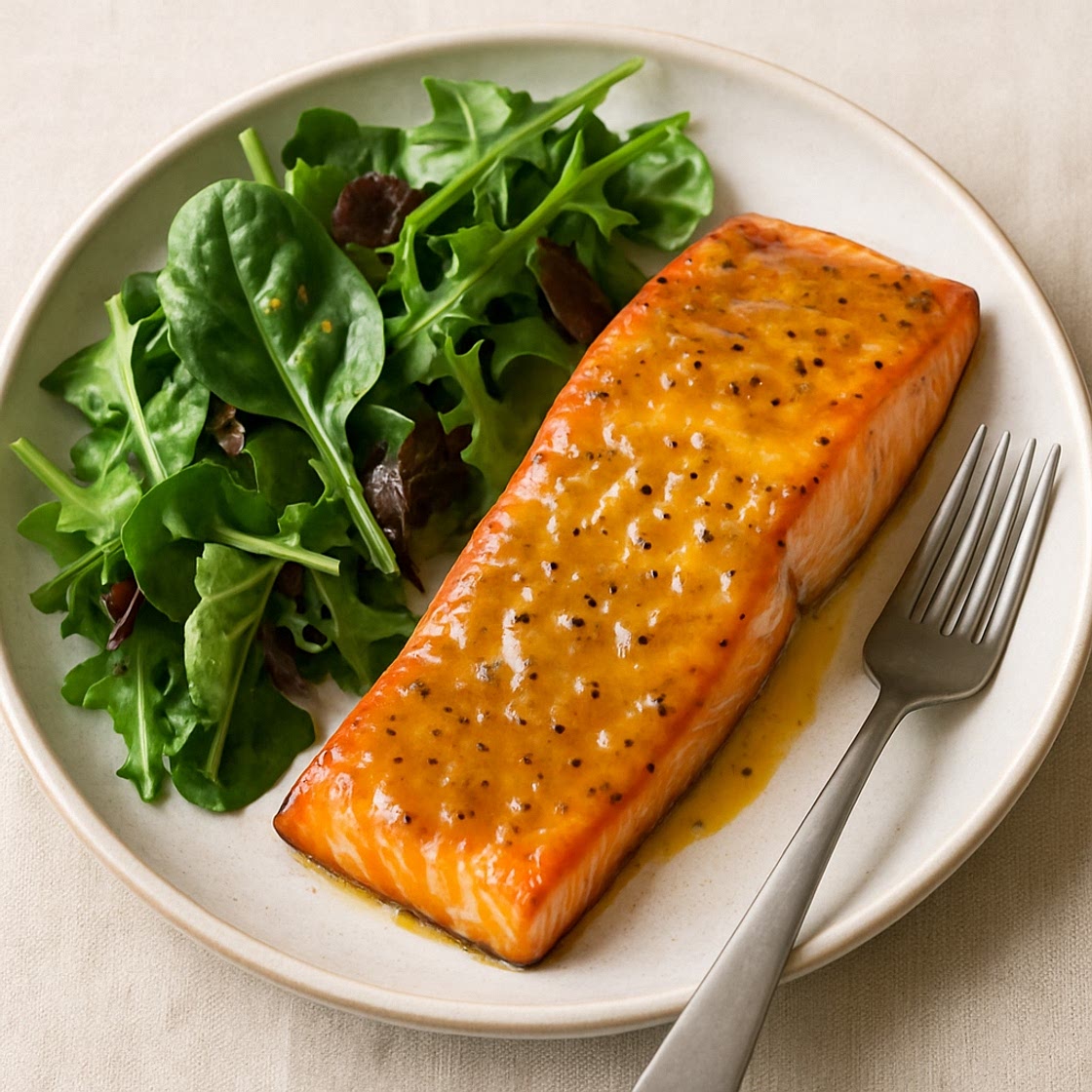 Honey-Mustard Salmon with Greens
