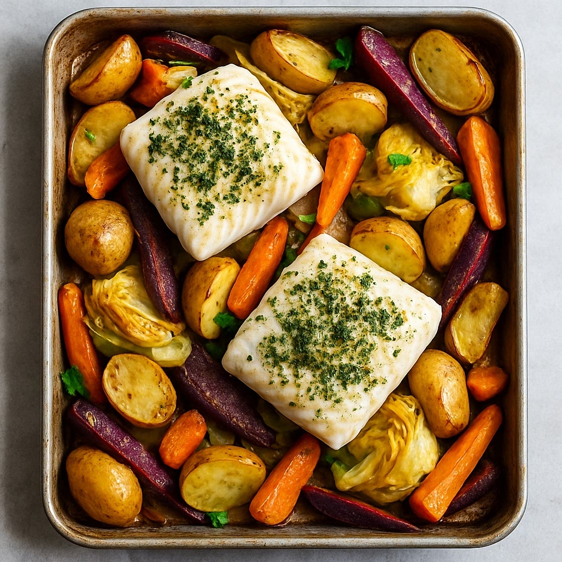 Cod & Winter Veg Traybake