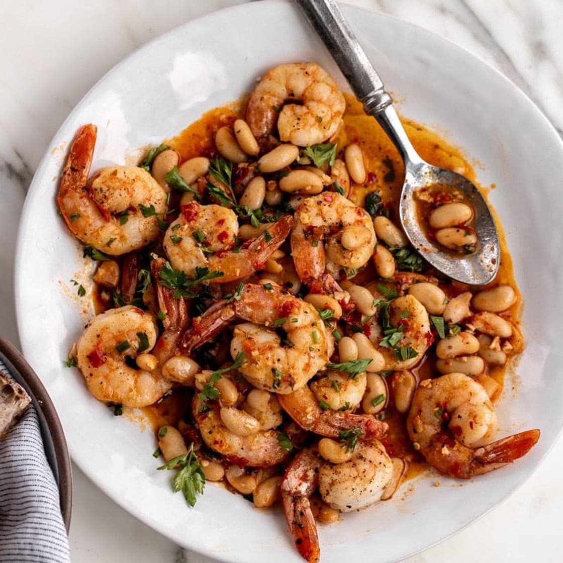 Spicy Calabrian Shrimp with White Beans