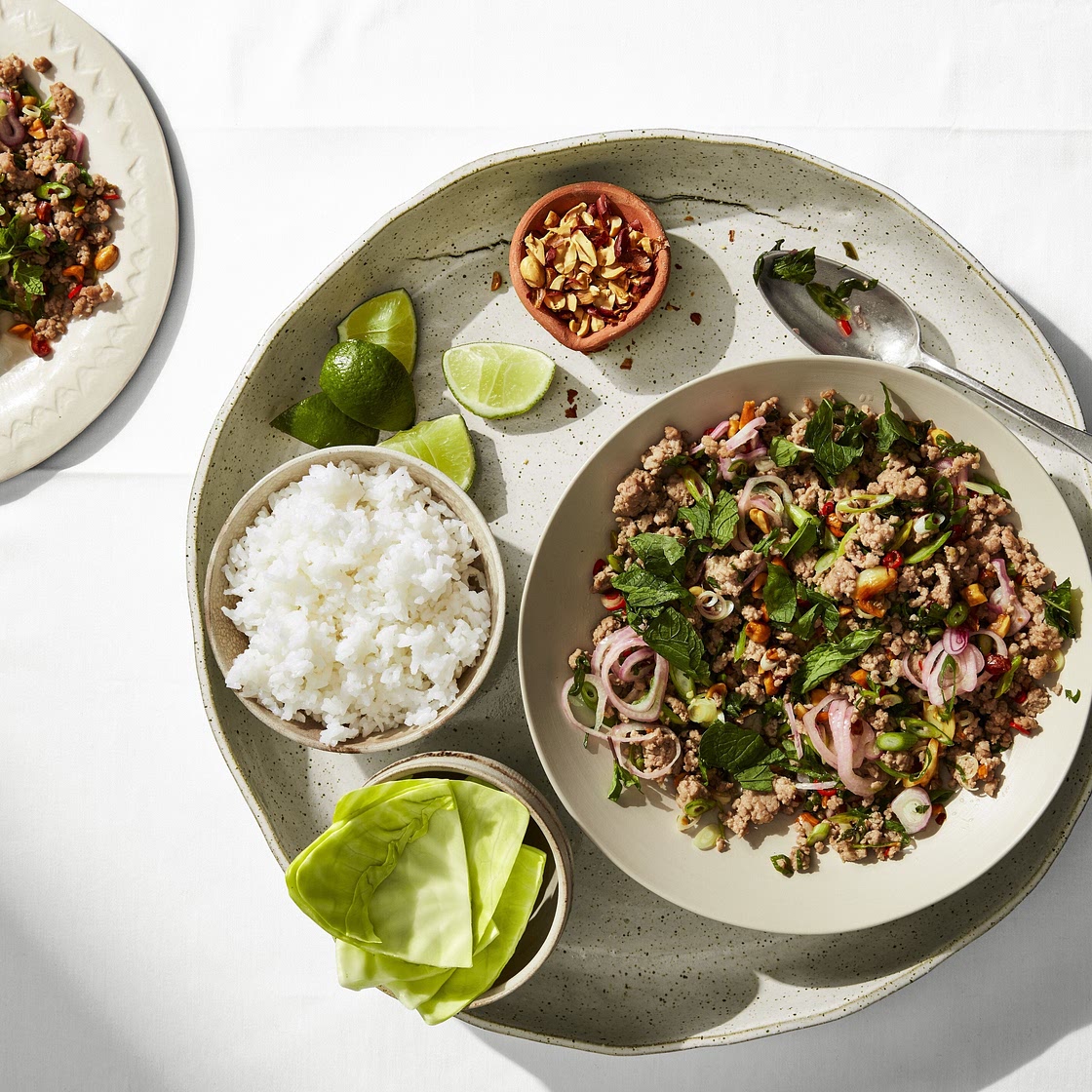 Spicy Larb with Cabbage Cups