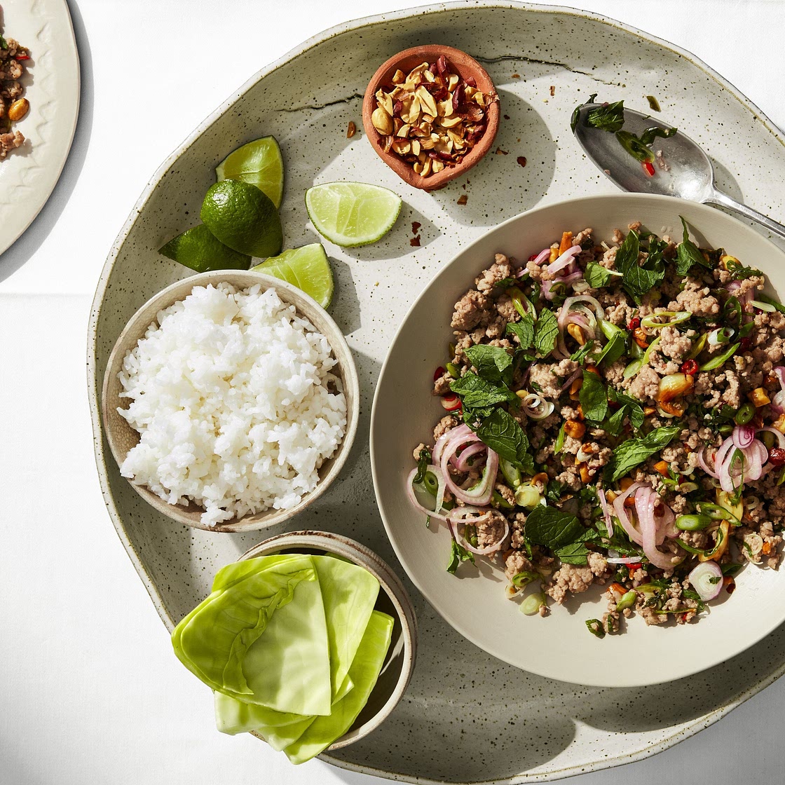 Spicy Larb with Cabbage Cups