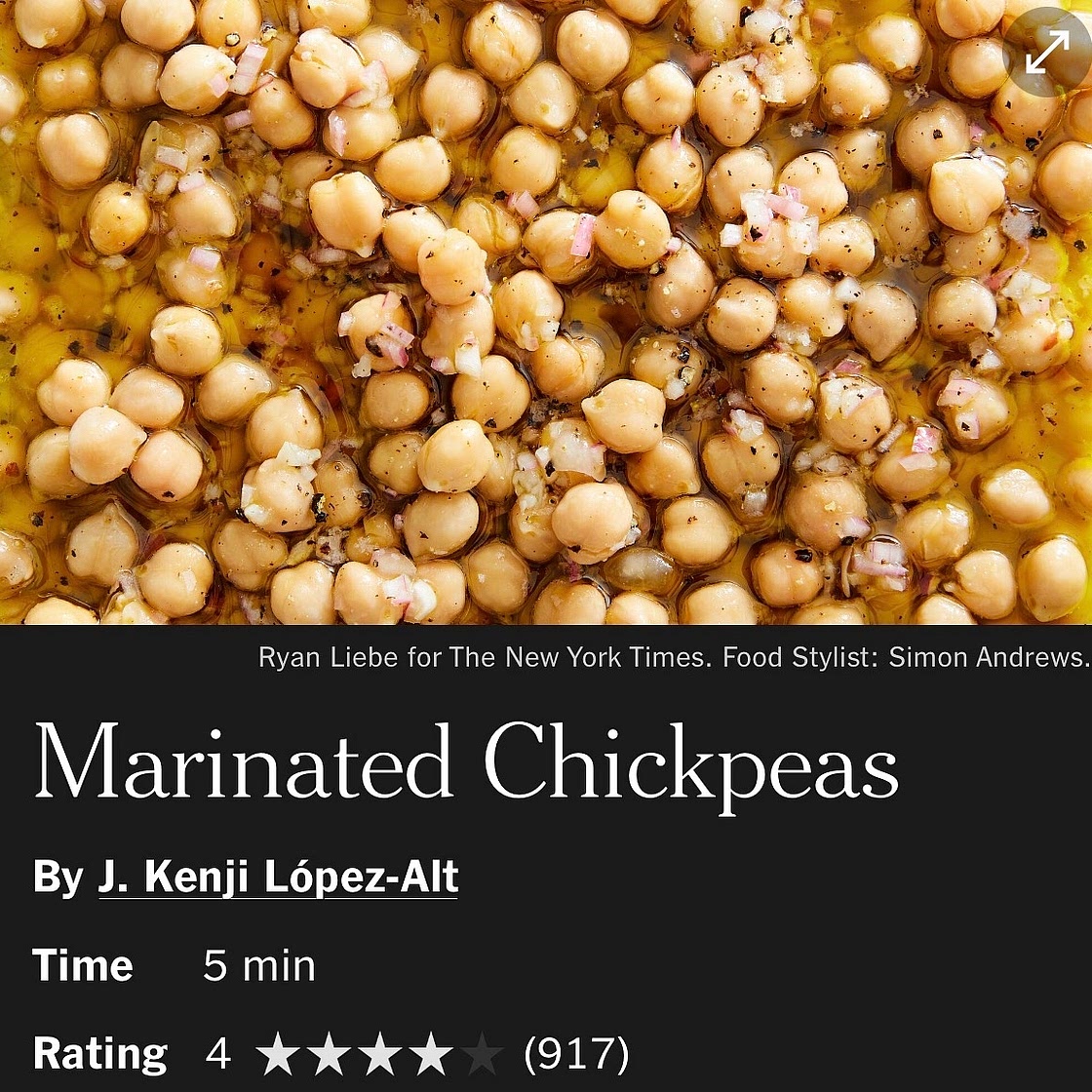 NYT marinated chickpeas + salad recipe