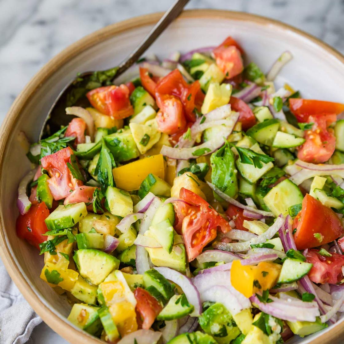 15-Minute Fresh Cucumber Tomato & Avocado Salad