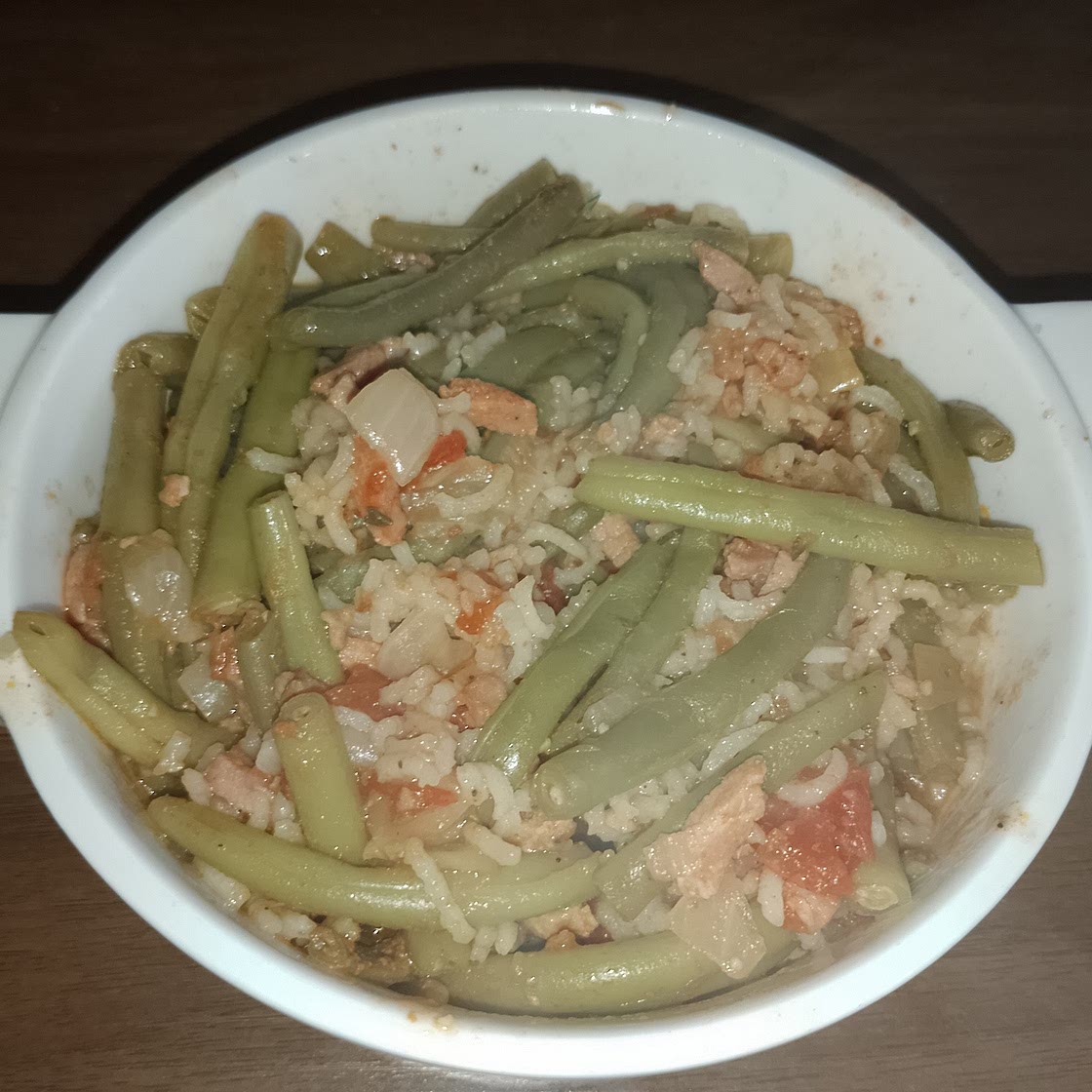Haricots verts, riz et tomate au Cookeo