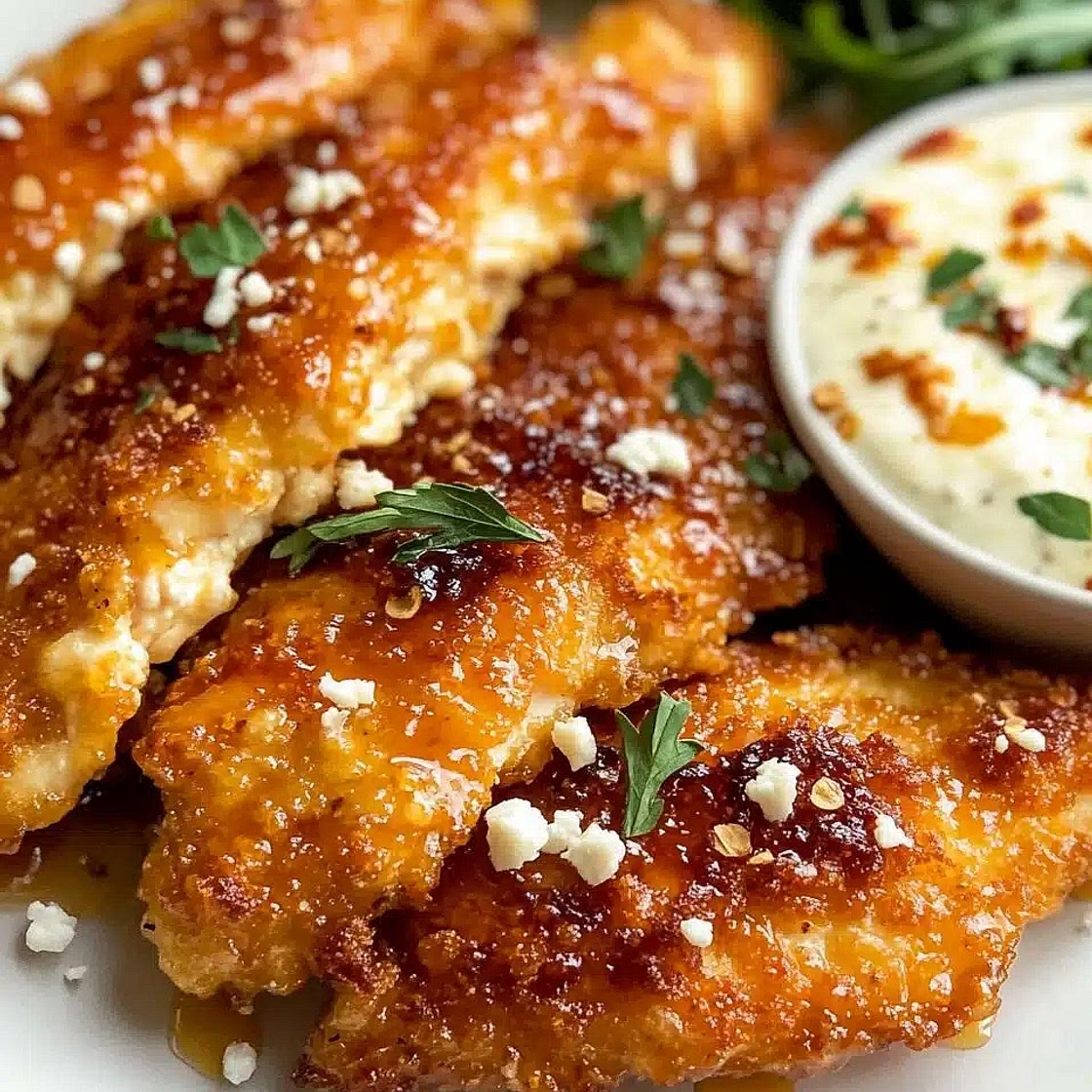 Crispy Hot Honey Feta Chicken