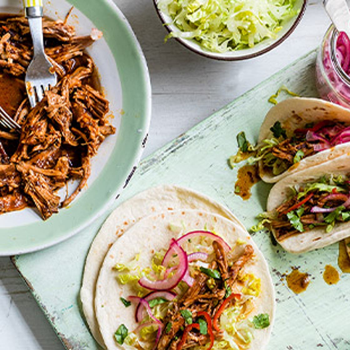 Slow-cooker pulled pork tacos