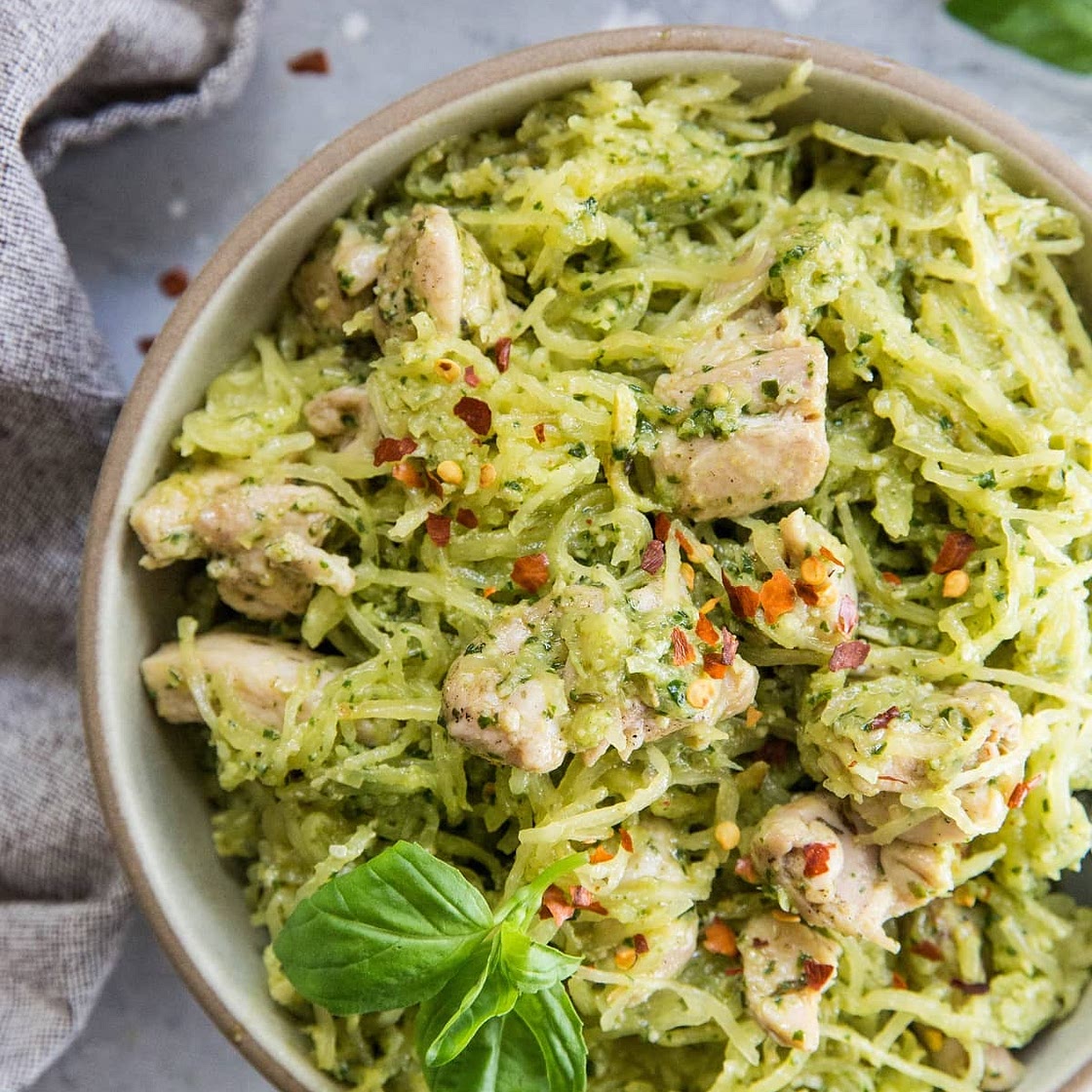 Chicken Pesto Spaghetti Squash