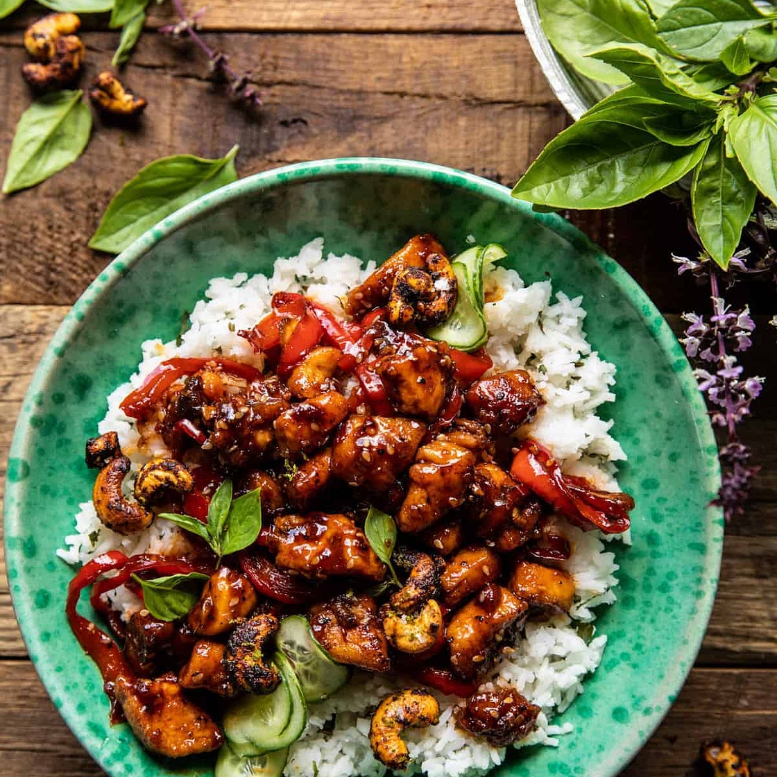 Thai Basil Sesame Cashew Chicken Chicken