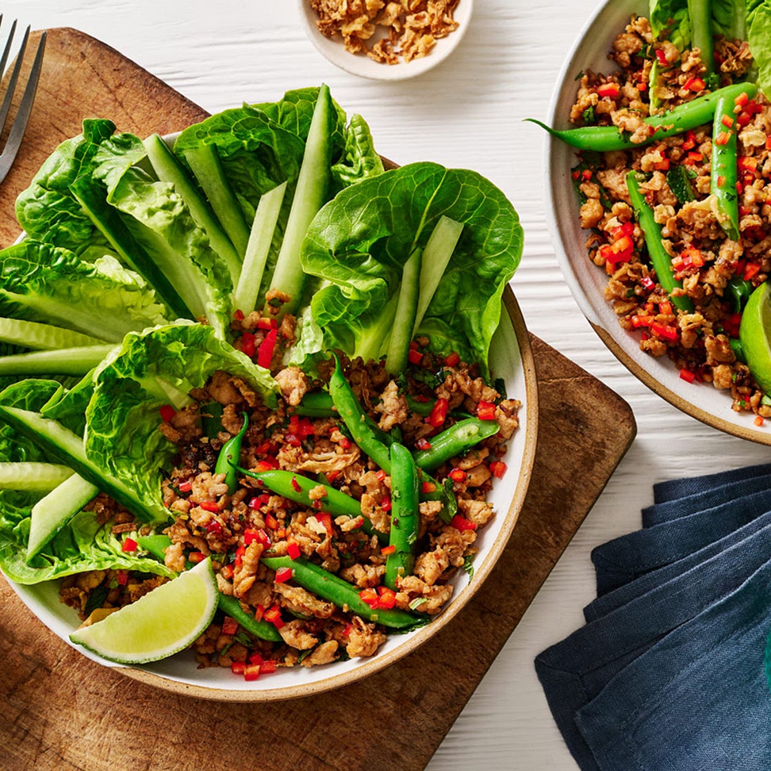 Spicy chicken larb-style salad