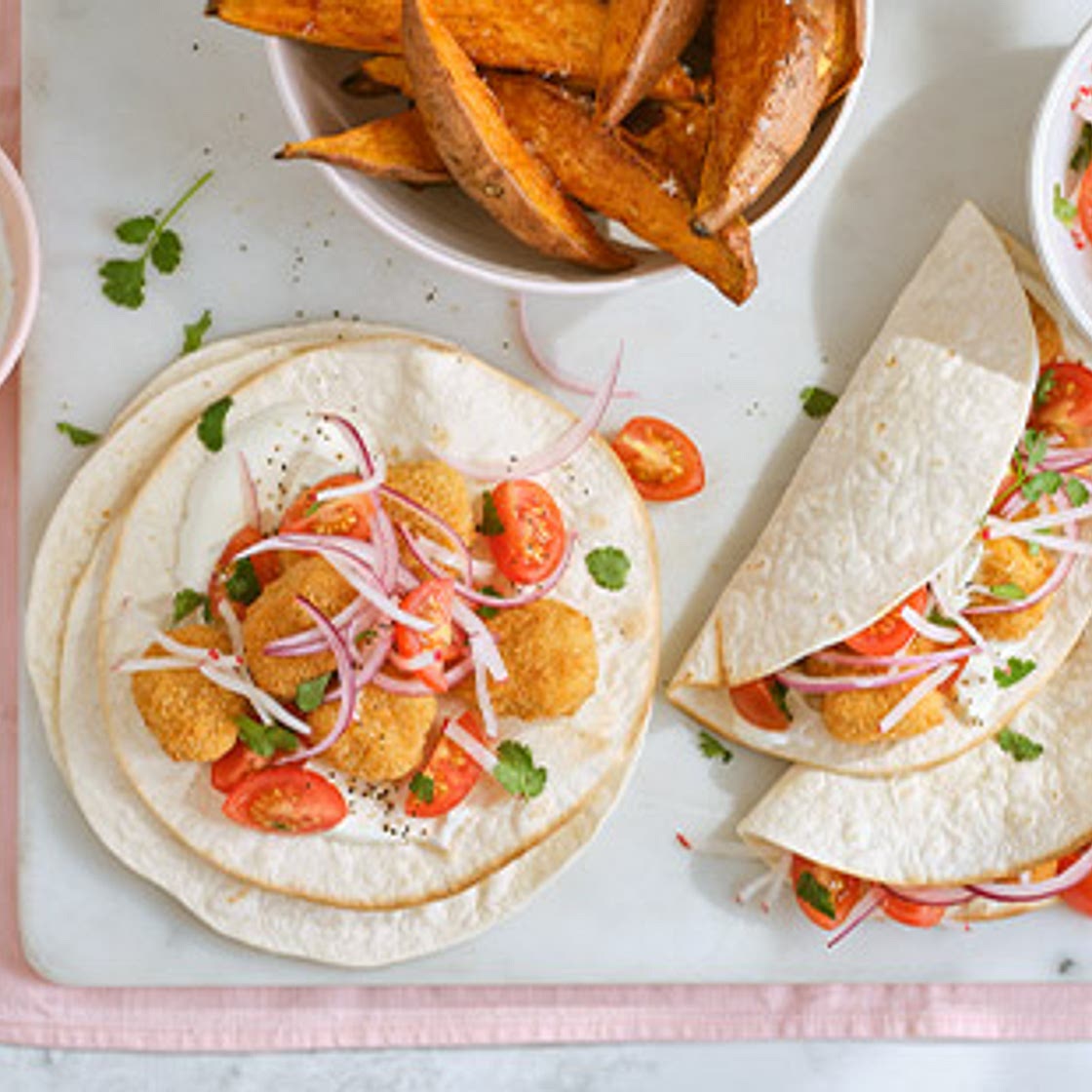 Chicken nugget tacos