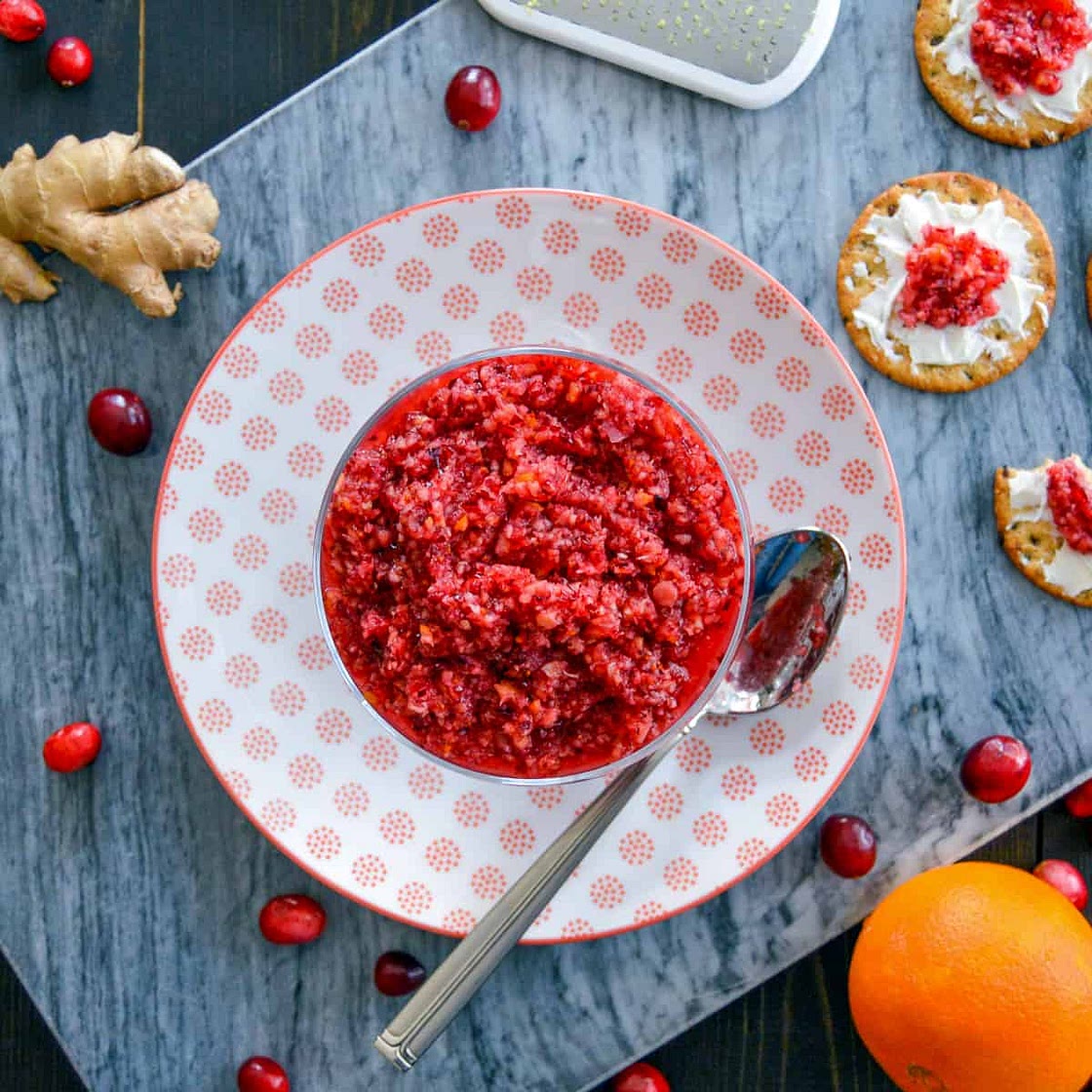 Raw Ginger Orange Cranberry Relish