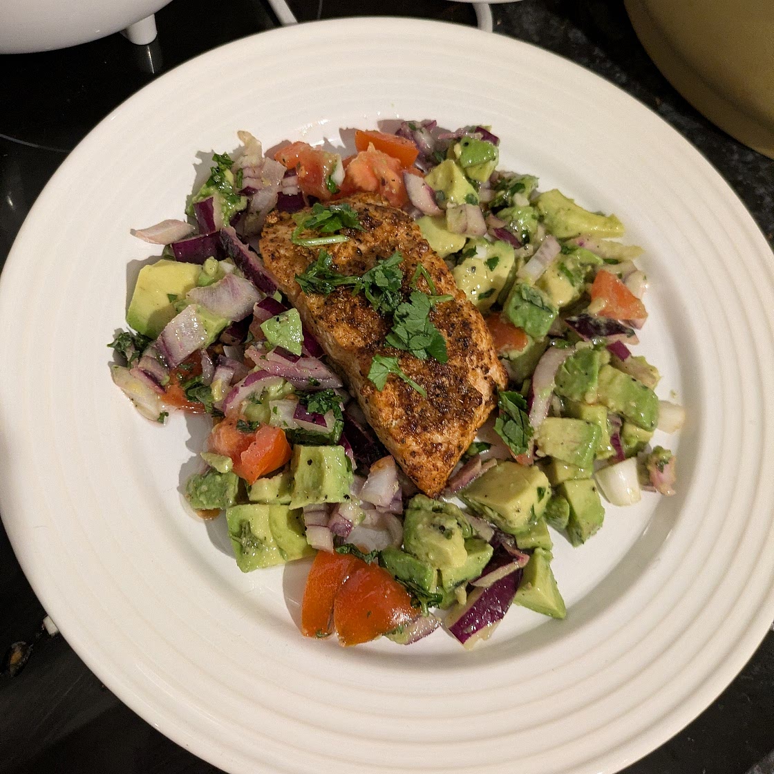 Grilled Salmon with Avocado Salsa (Healthy, Low-Carb, Paleo, Whole30)