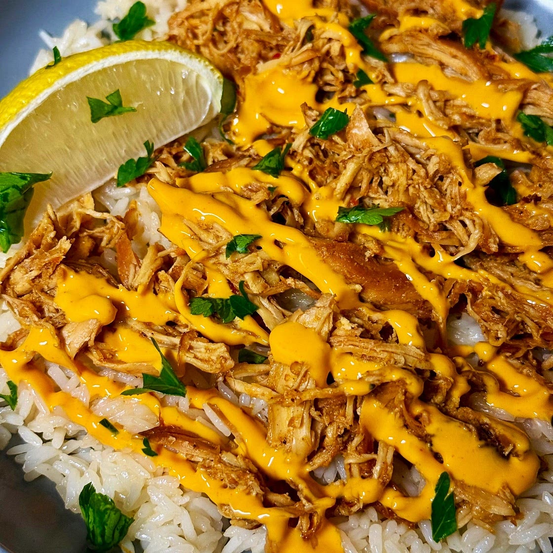 Slow Cooker Harissa Chicken Rice Bowls