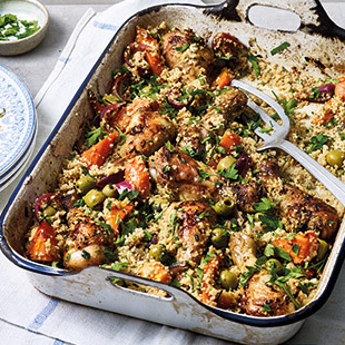Chicken tagine traybake