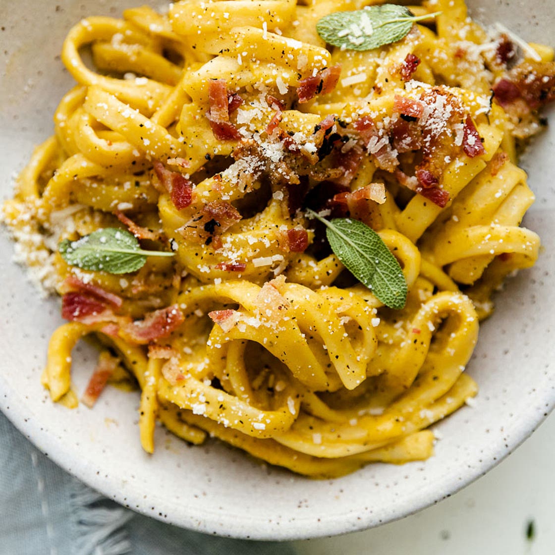 Creamy Butternut Squash Pasta with Bacon