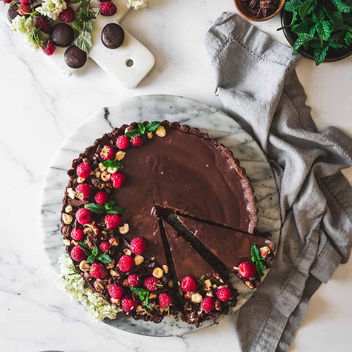 Low Carb Chocolate Raspberry Tart