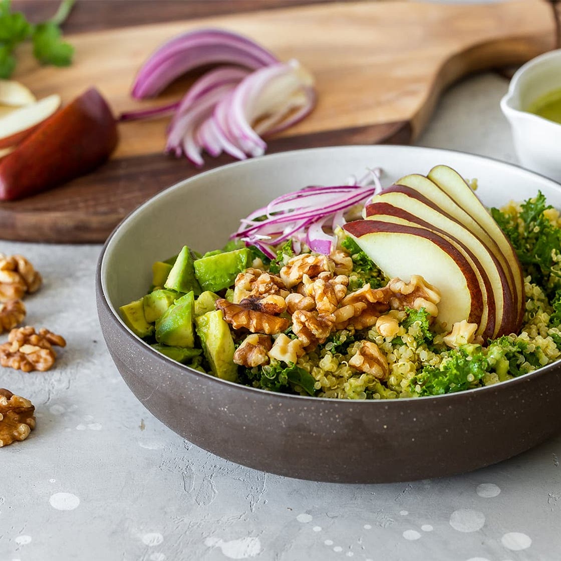 Walnut Pear and Avocado Bowl