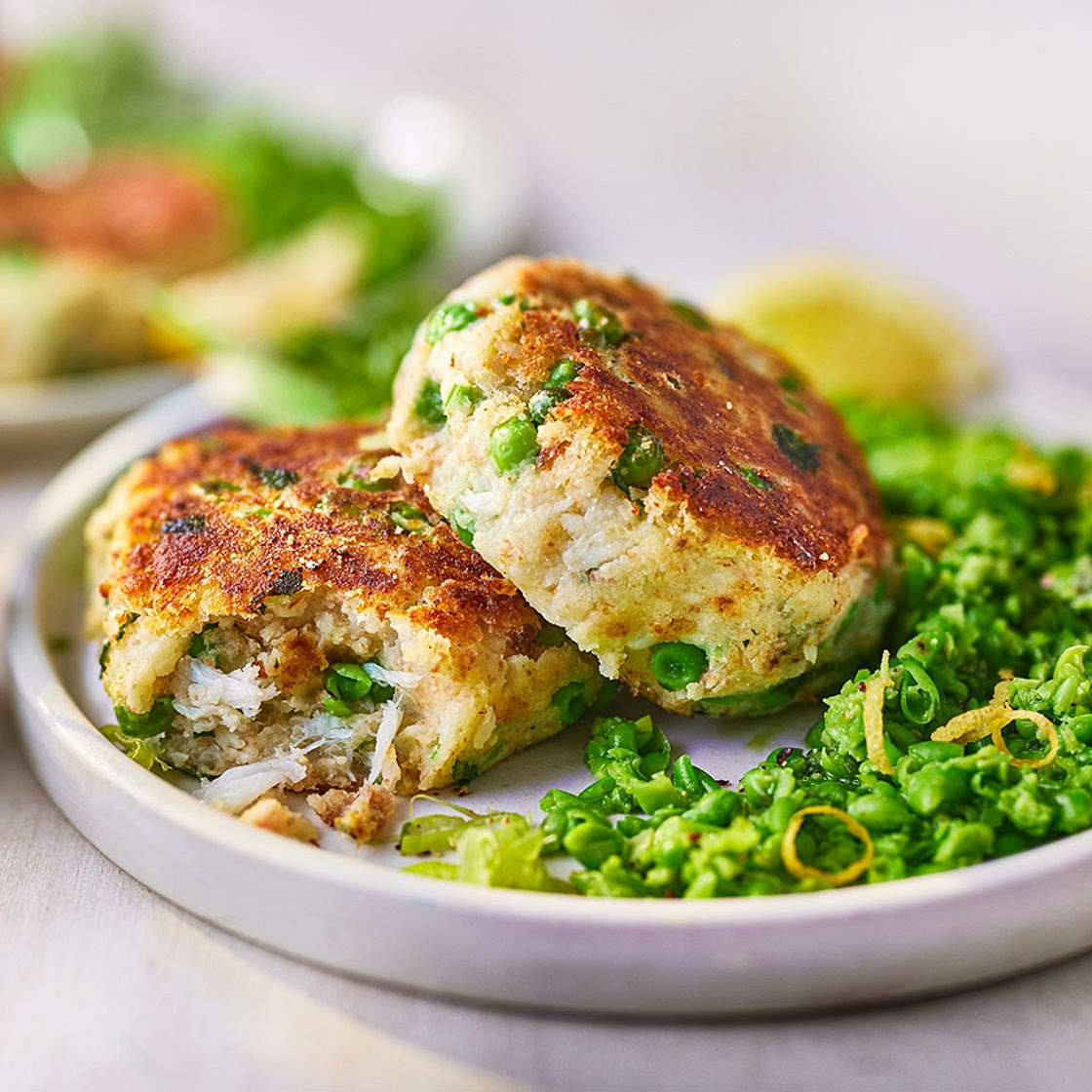 Pea and crab fishcakes