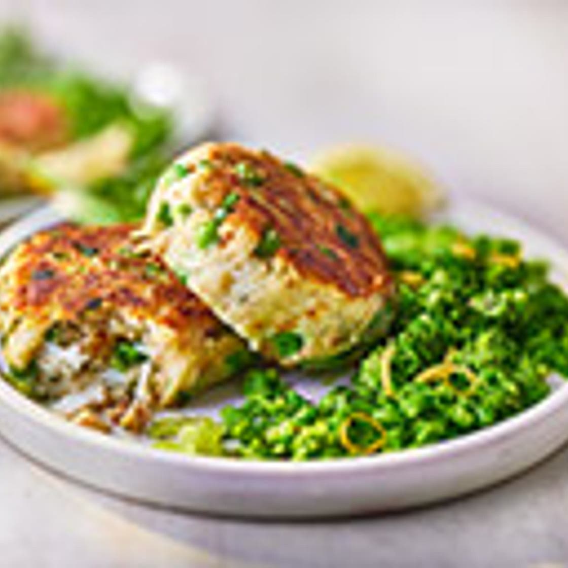 Pea and crab fishcakes