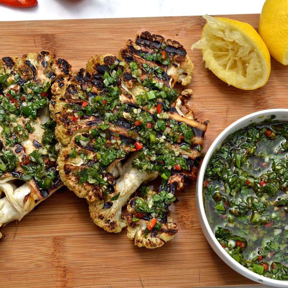 BBQ Cauliflower Steak with Chimichurri