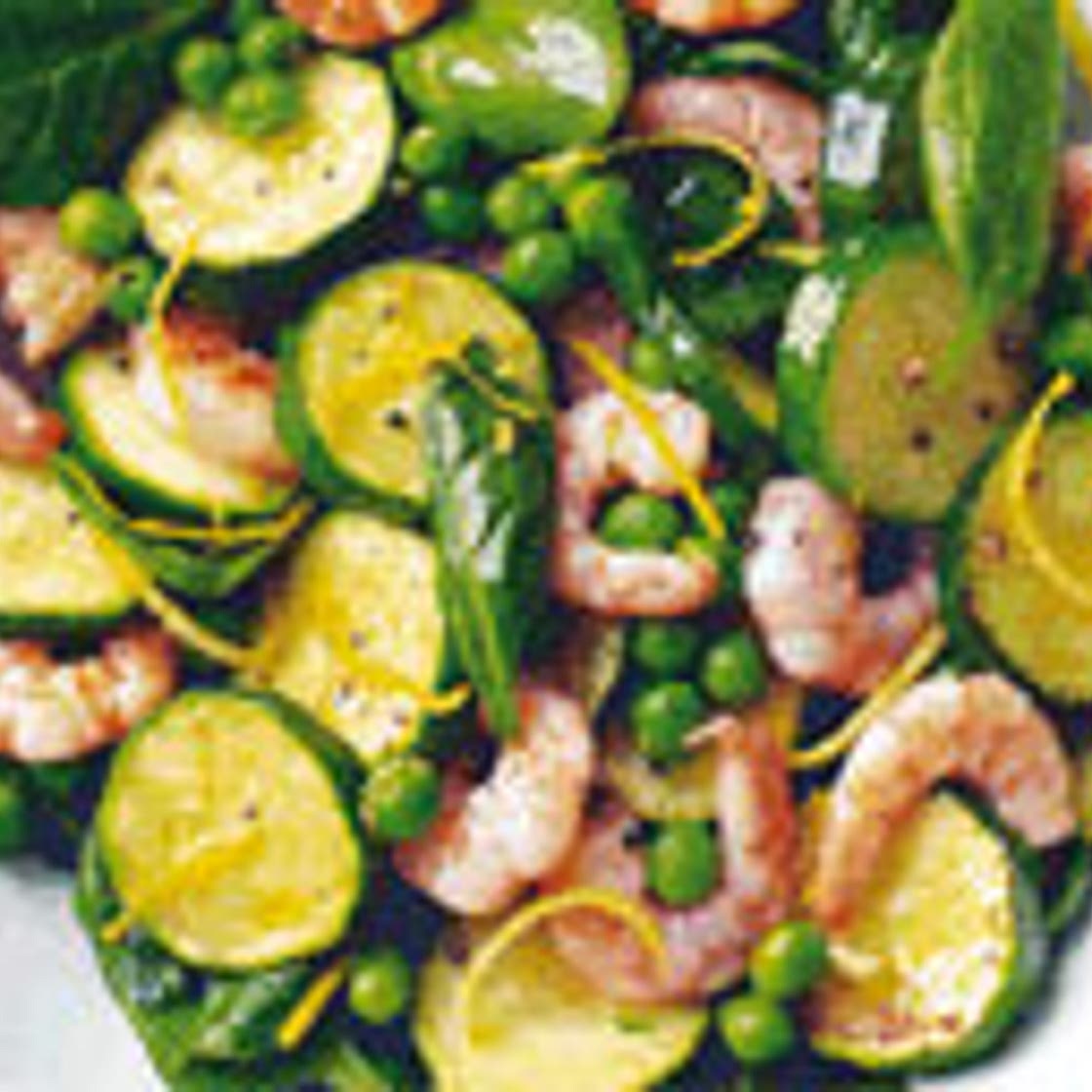 Garlic prawn, courgette and lemon pan fry