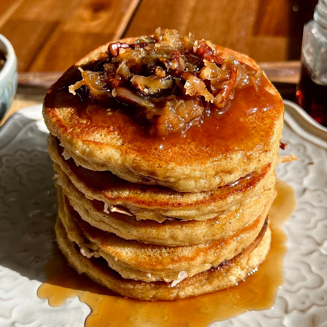 Toasted Coconut Pecan Almond Flour Pancakes — Well Made by Kiley