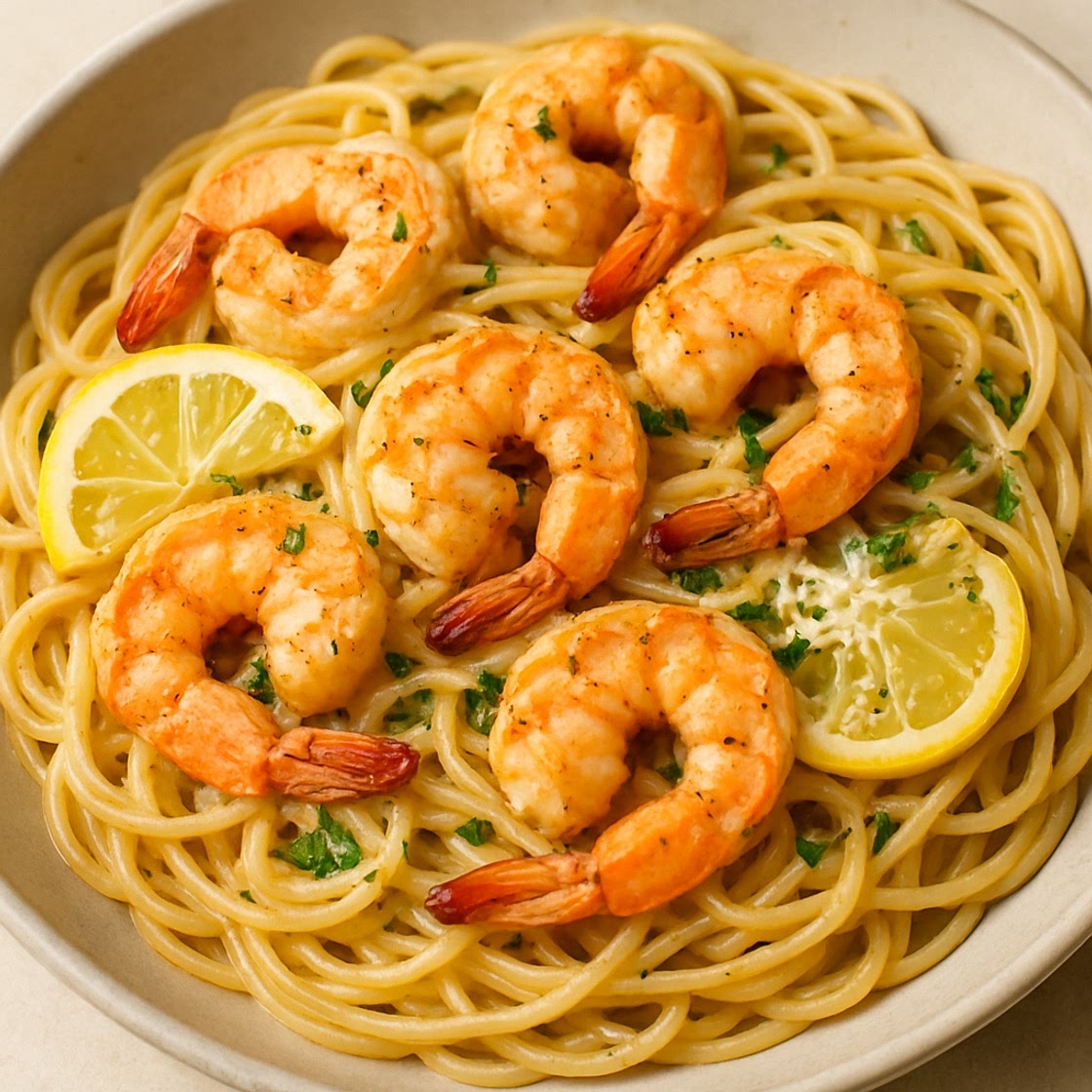 Lemon Garlic Parmesan Shrimp Pasta