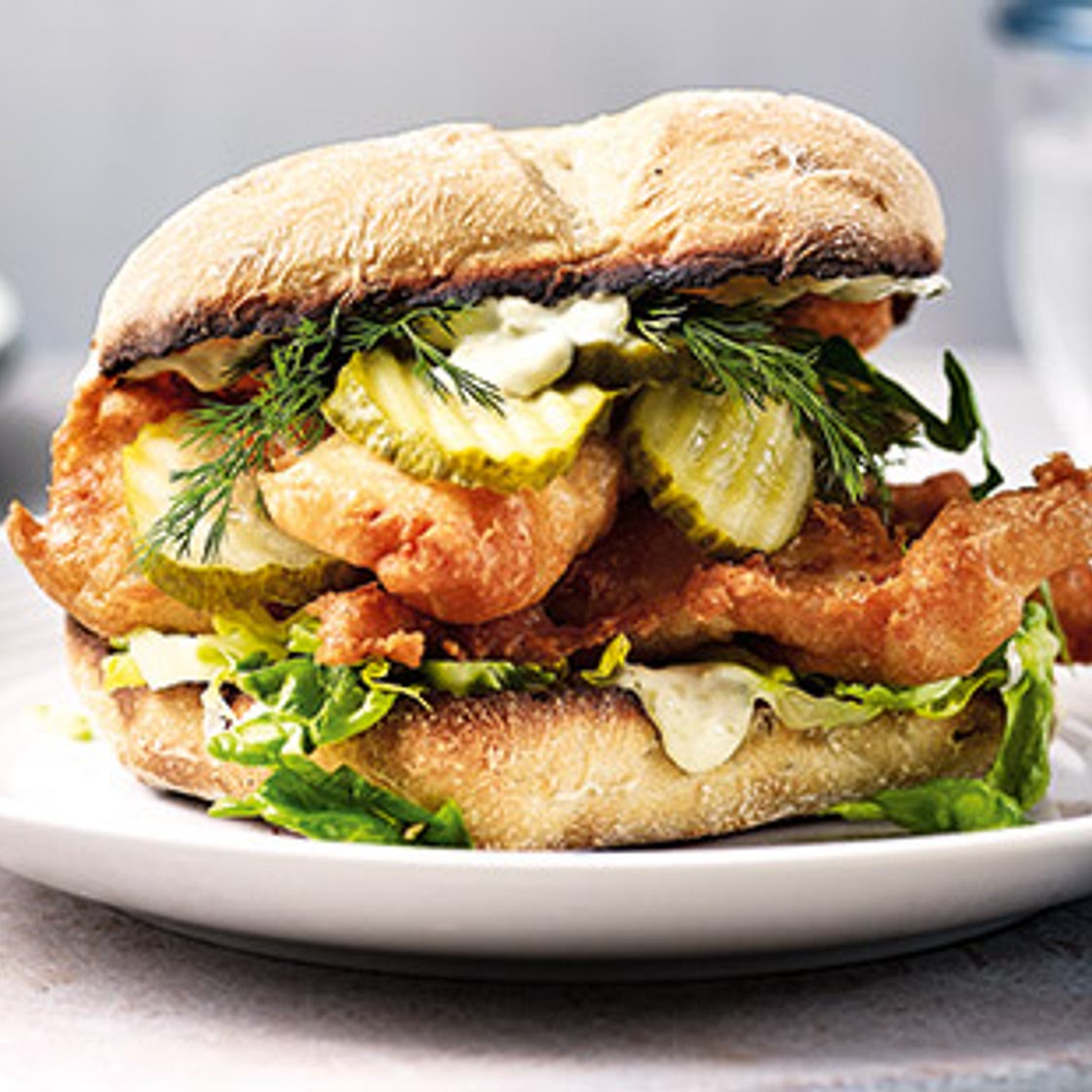 Posh fish-finger sandwiches