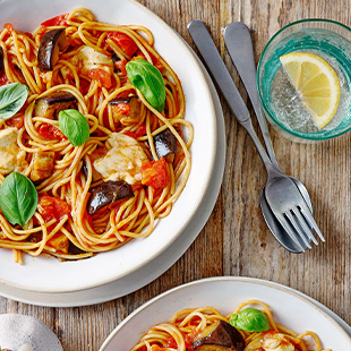 Aubergine Parmigiana one-pot pasta