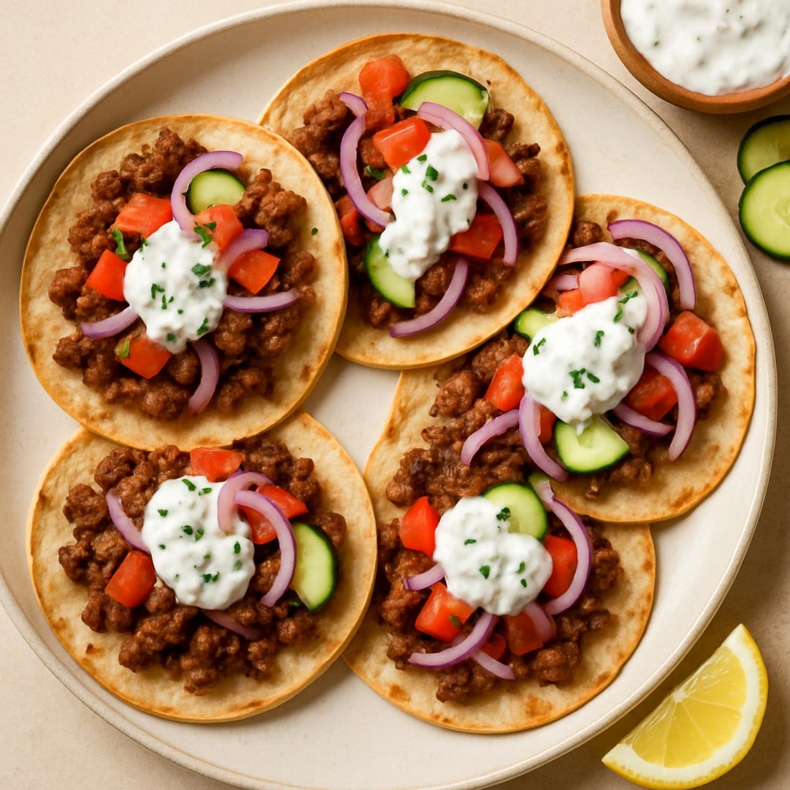 Gyros-inspired Smashed Tacos