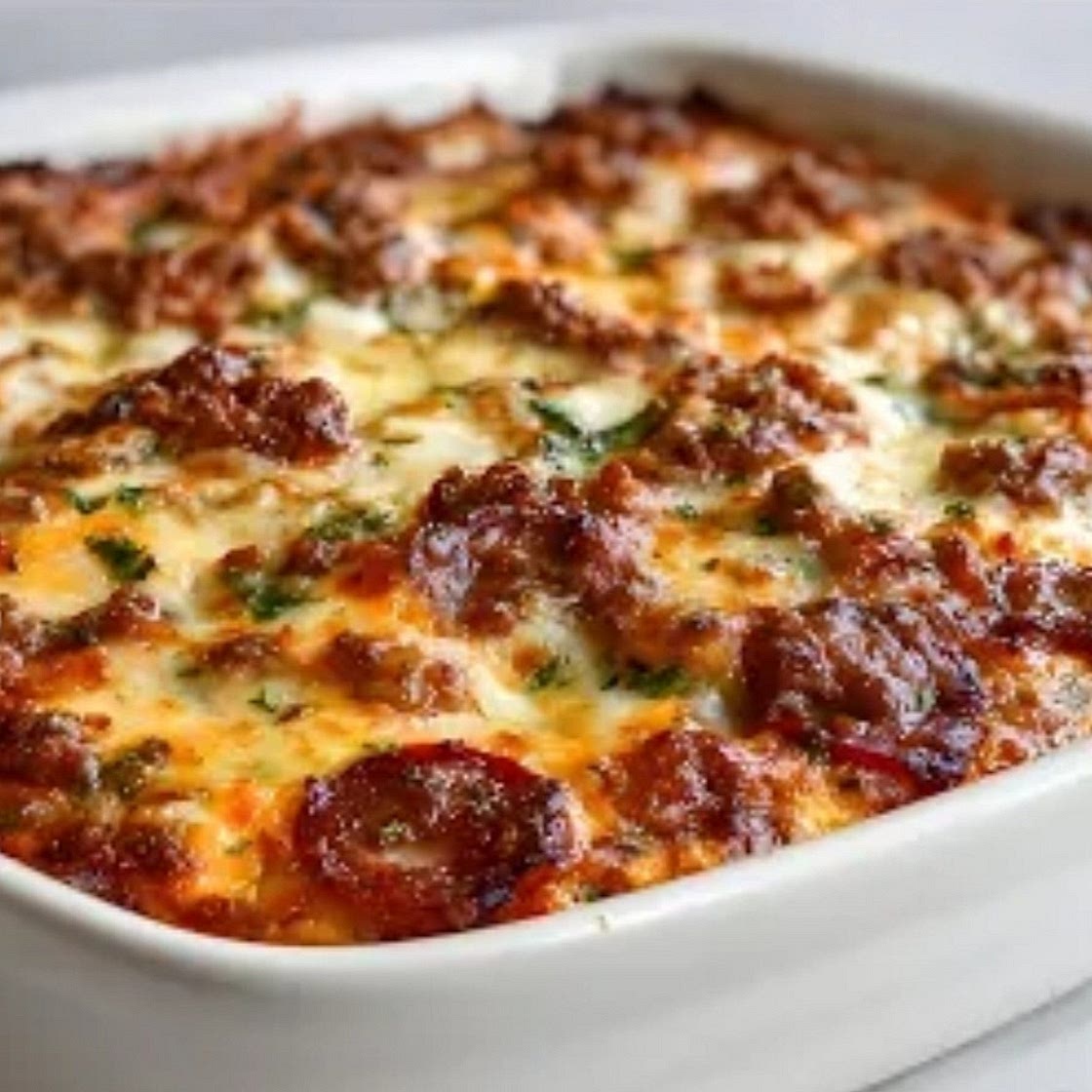 Cottage cheese meat bake