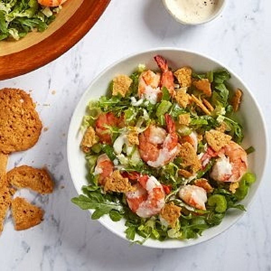 Shrimp Caesar Salad with Parmesan Crisps