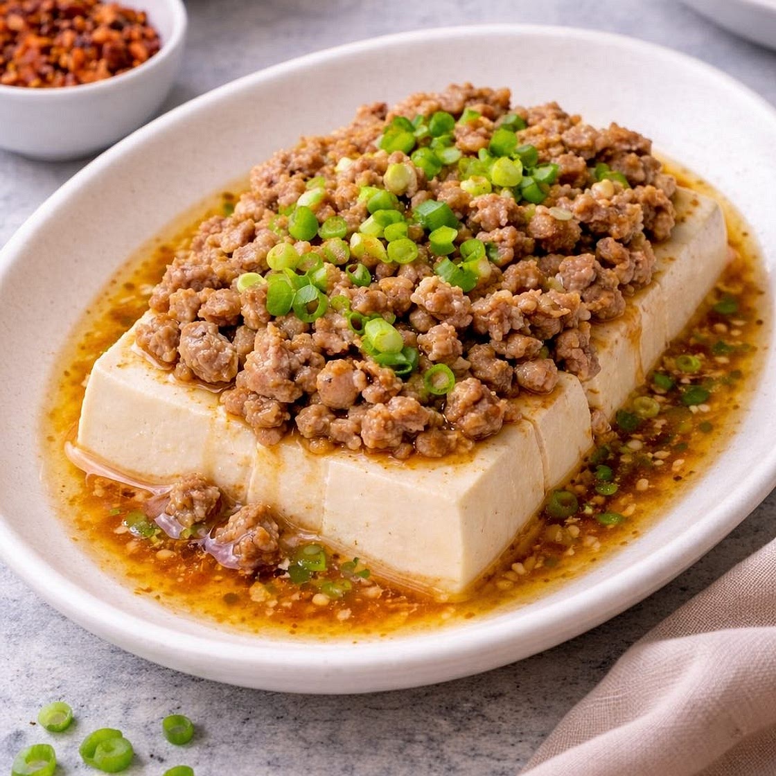Steamed Tofu with Minced Pork (Family-Style)