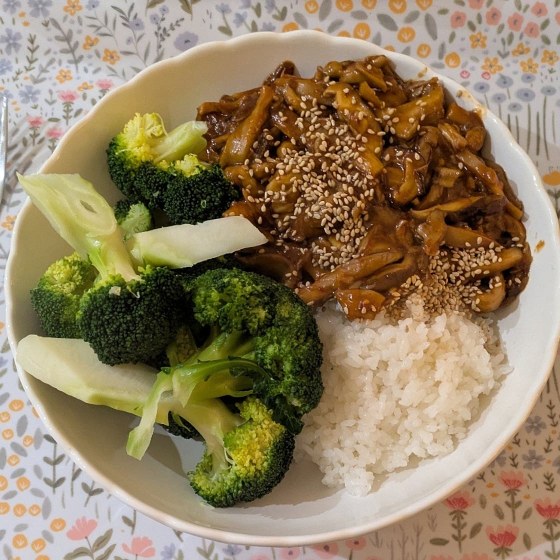 sticky sesame shiitake mushrooms