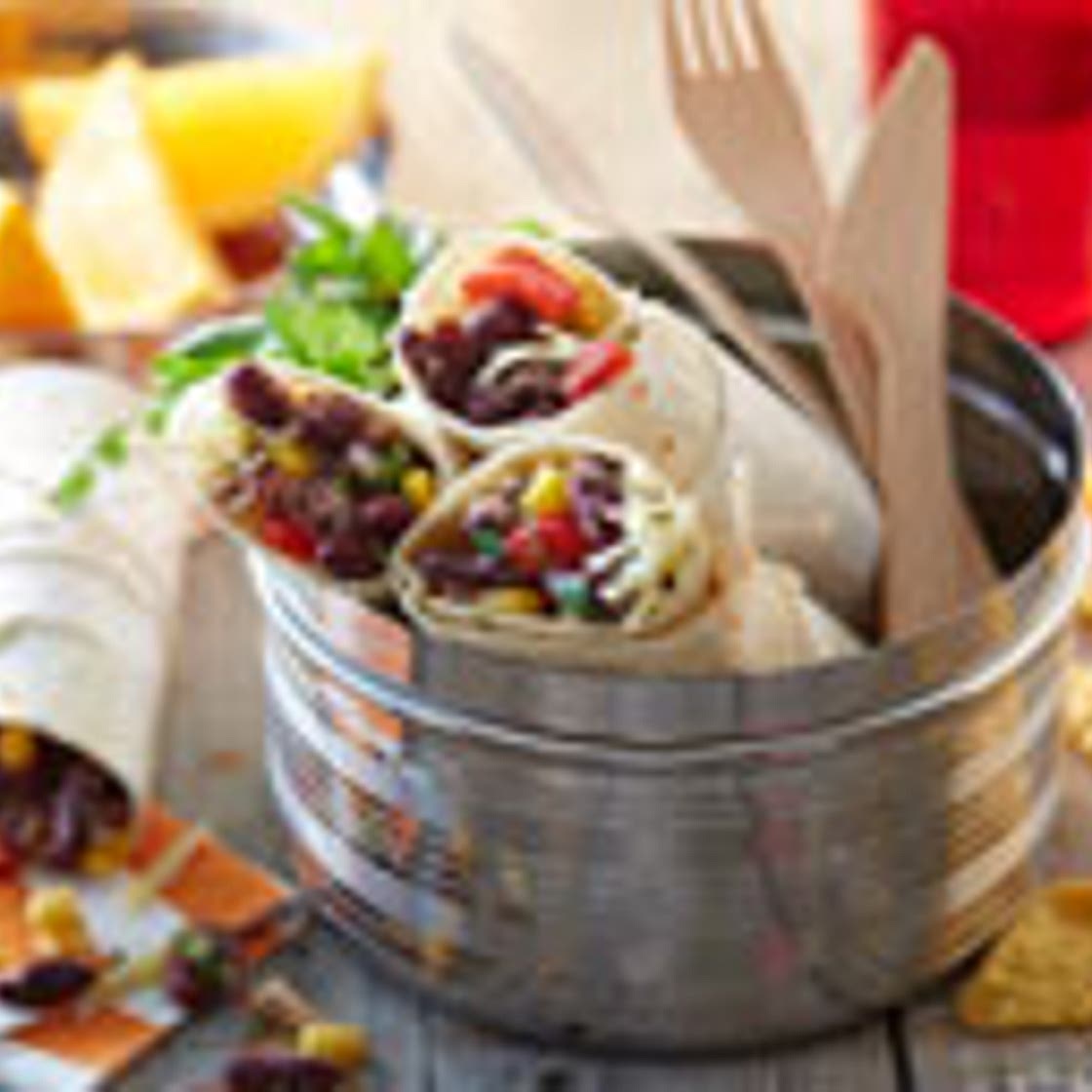 Chilli bean and corn tortilla wrap