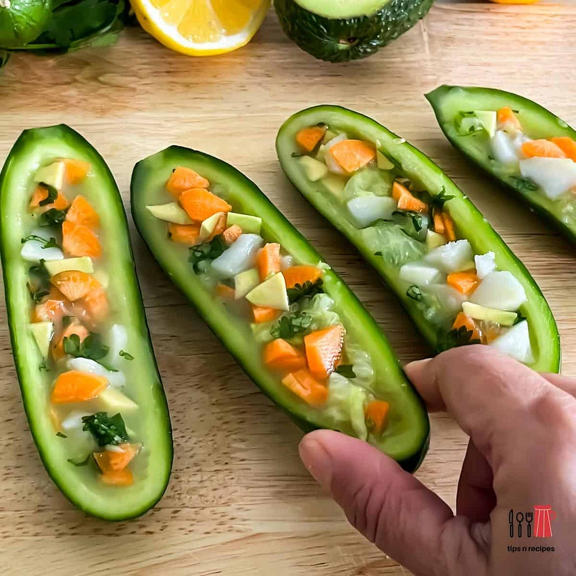 Low FODMAP Cucumber Salad Boats