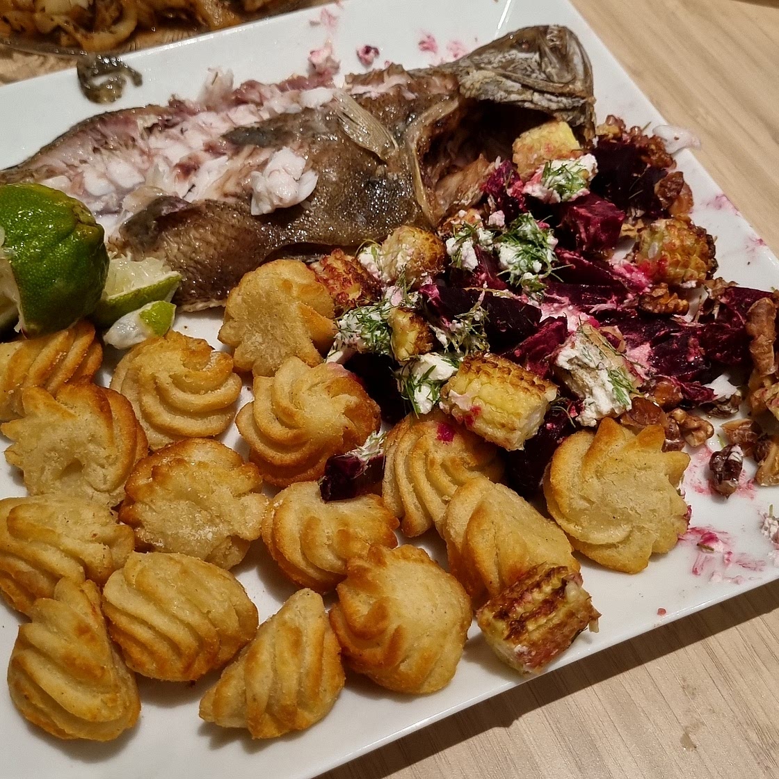 Salmon with beetroot, feta & lime salsa