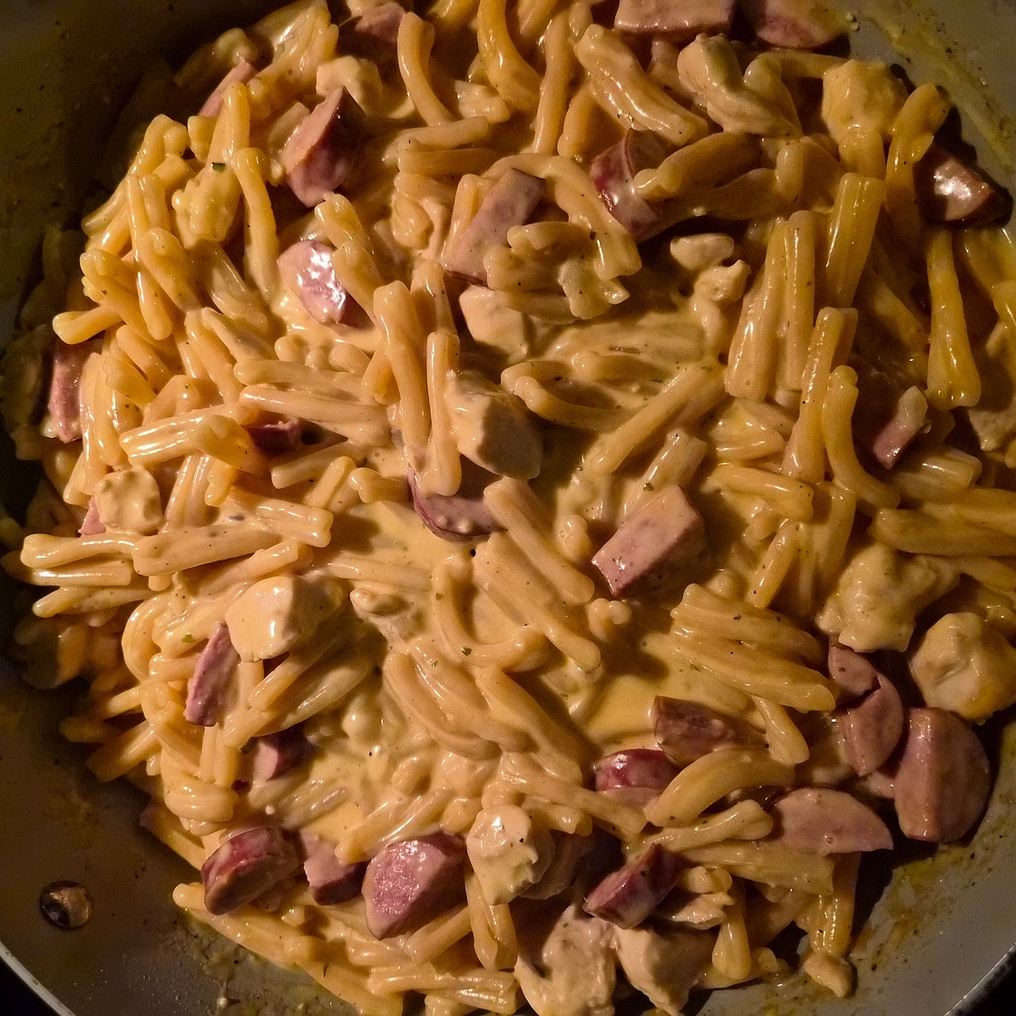 One-Pot Smoky Cheddar Ranch Chicken & Sausage Pasta