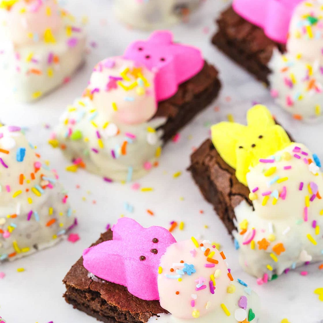 Peeps in a Blanket Easter Brownies