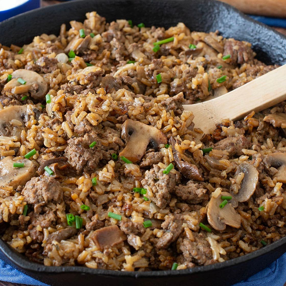 Ground Beef and Mushroom Skillet Dinner Recipe