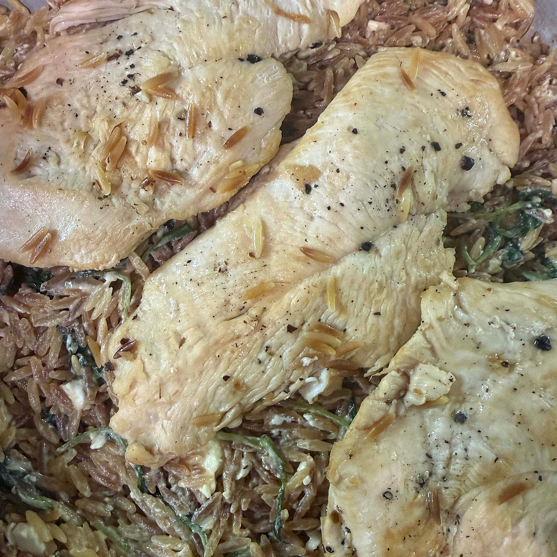 Chicken & Orzo with Kale & Feta