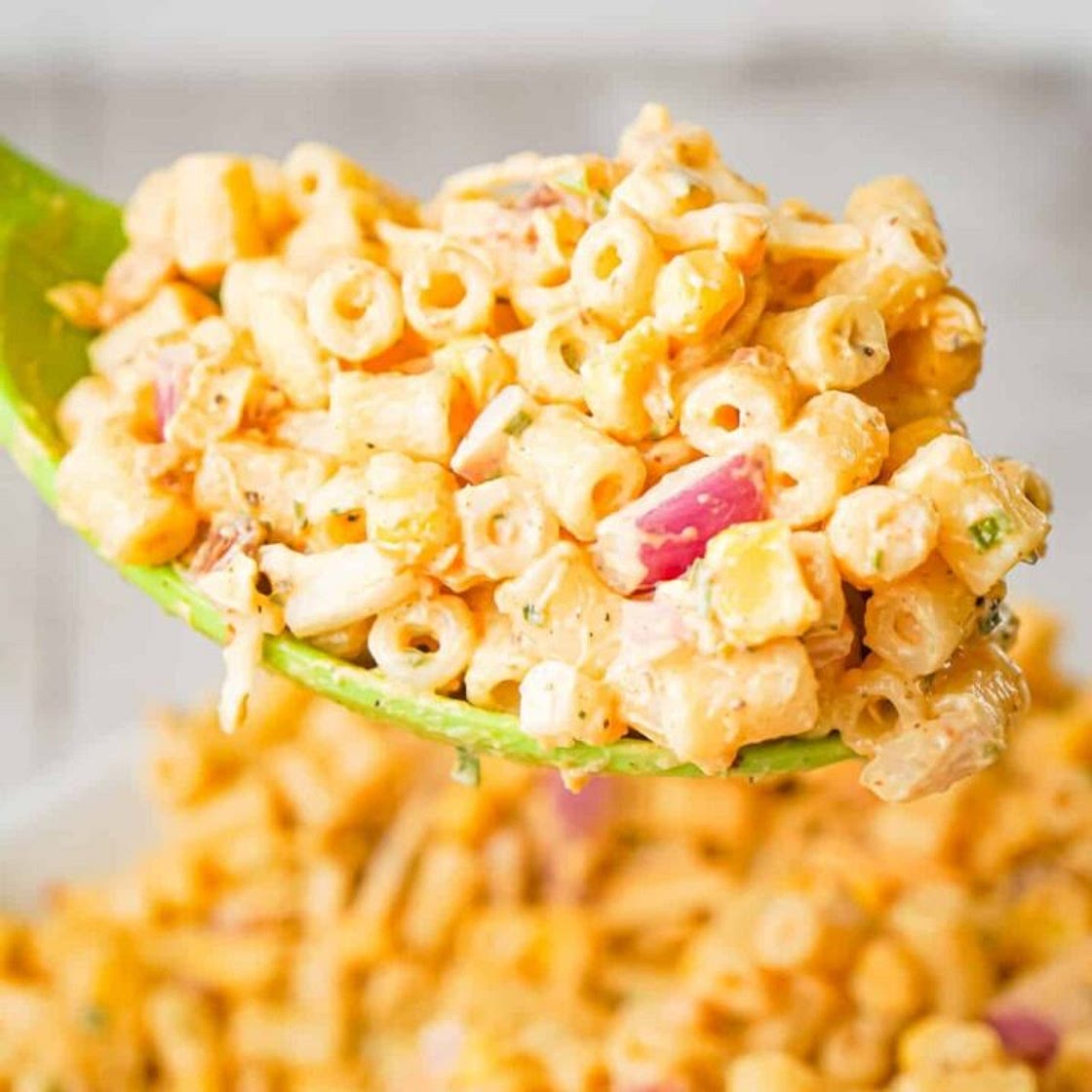 Cajun Macaroni Salad with Corn and Bacon