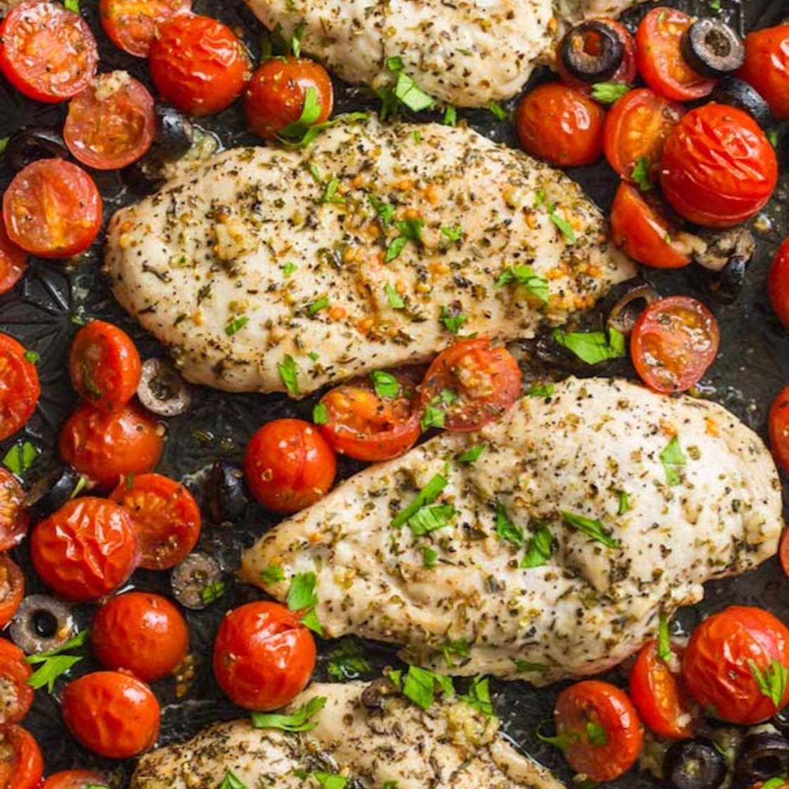 Baked Italian Chicken with Cherry Tomatoes
